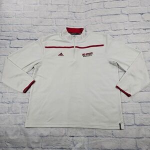 NC State Wolfpack Adidas Pullover Men XL White Baseball 1/4 Zip Climalite NCAA